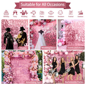 Ánh sáng lung linh tường Backdrop 24 Gói Vàng sequin Backdrop Panels ảnh Backdrop cho tiệc cưới sinh nhật trang trí (4ftx6ft) - Product Image 4