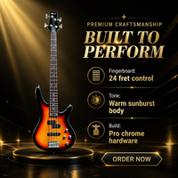 Electric Bass Guitar 4 String PJ Pickup Basswood Body Maple Neck Rosewood Fretboard Rock Band Stage Performance OEM ODM