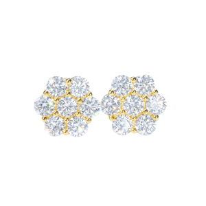 Boucles d'oreilles tendance en argent sterling 925 plaqué or avec moissanite, en forme de fleur, pour femmes, idéales pour mariages et soirées (vente en gros) - Product Image 1