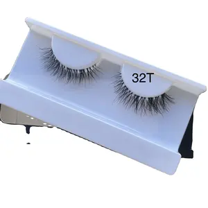 Private label 3D Wispy eyelash Fake False Eyelashes supplier thin full strip lashes clear band eyelashes