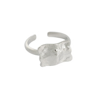 Bague Chevalière Moderne en Argent S925 Plaqué Or 14K à Texture Organique, Bague Ouverte Ajustable en Argent Sterling 925