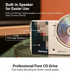 Lecteur CD mini rétro directement de l'usine, enceinte Bluetooth, anti-skip, audio HiFi, lecteur d'albums portable pour la maison, la décoration murale ou de bureau. - Product Image 6