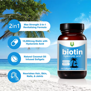 Cápsulas Blandas de Biotina con Extracto de Ácido Hialurónico para Adultos, Nutre el Cabello y la Piel, con Aceite de Coco Natural, Soporte OEM ODM - Product Image 6