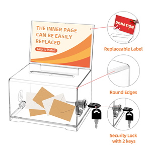 मतदान के लिए सुझाव बॉक्स भंडारण कंटेनर के लिए स्लॉट दान बॉक्स के साथ स्पष्ट मतपत्र बॉक्स - Product Image 3