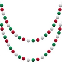 Guirlande de boules en feutre de laine WILLBOND, 2 pièces, 6,5 pieds de long, 24 boules, pompons colorés (rouge, blanc, vert) pour Pâques, Noël