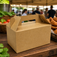 Caja de Papel Kraft Personalizable para Pollo Frito con Asa, Venta al por Mayor, la Más Vendida, Calidad Superior, Desechable y Ecológica para Llevar