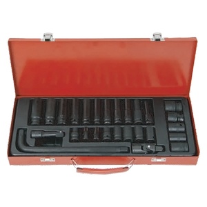 Ensemble d'outils automobiles pour <span class=keywords><strong>camion</strong></span>, 27 pièces, outils à douilles robustes, boîte à outils de réparation de voiture et clé à cliquet, ensemble de douilles - Product Image 1