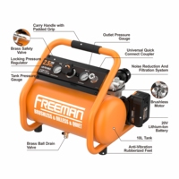 Compresseur d'air portable sans fil Freeman 2,5 gallons 80 bars 20V 500W avec moteur sans balais silencieux et sans huile