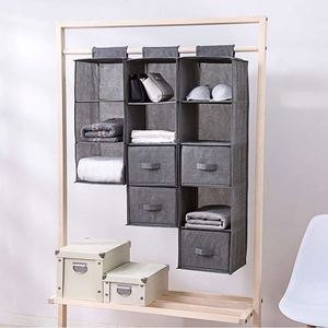 Foldable Gray Household Fabric Hanging Organizer with Drawers Behind Door Hanging Bag for Clothes - Product Image 6