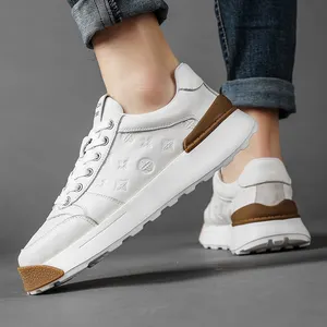 White Sneakers Genuine leather Men casual Shoes Trainer Race fashion loafers running Shoes for men Custom walking style shoe