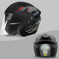 Casque de moto demi-visage TOOP avec double visière, certification DOT, doublure lavable, casque de moto ouvert