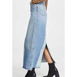 กระโปรงยีนส์ดีไซน์ใหม่สำหรับฤดูร้อน สีดำฟอก ผ้าฝ้าย สำหรับผู้หญิง ขายส่ง - Product Image 3