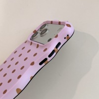Coque de téléphone 2-en-1 en TPU+PC givré pour iPhone 14 15 16 17 Pro Max, bords ondulés, toucher confortable, antichoc, motif pois