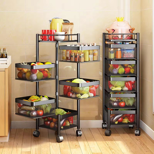 Carrito Multiusos de Metal de Gran Capacidad con 5 Niveles Cestas Giratorias para Verduras Organizador Móvil para Frutas y Snacks Estante de Almacenamiento para Sala de Estar - Product Image 3