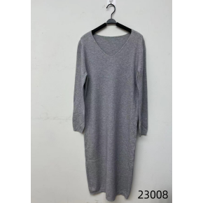 Fornitore all'ingrosso donna semplice Sexy manica lunga maglia abito ODM viscosa lunghezza Midi Silhouette bottone naturale - Product Image 1