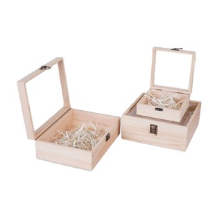 Transparent Glass <b>Lid</b> Wooden <b>Box</b> Rectangular Flip Top Acrylic Storage Souvenir <b>Box</b> - Product Image 5