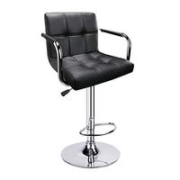 Tabourets de bar réglables léopard avec accoudoirs, dossier carré pivotant, double couture avec dossier, lot de 2 (noir)