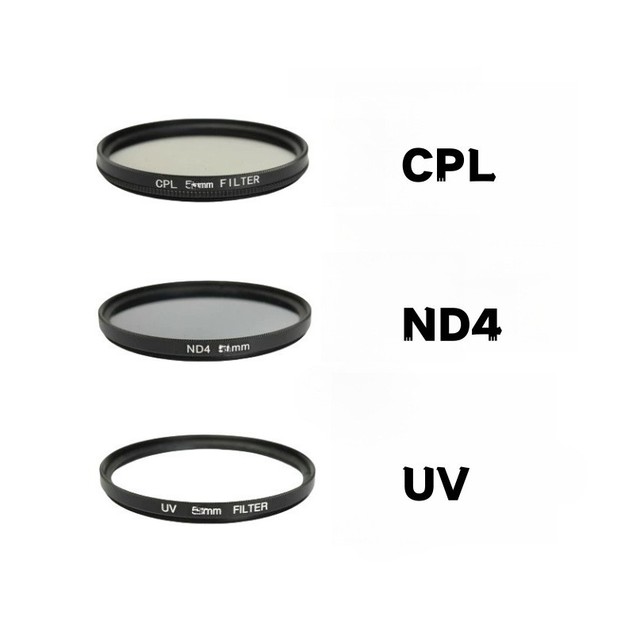 High Quality Durable 3-in-1 Camera Lens Filter Kit UV and CPL and ND4 Photography Filters for DSLR Lenses Multi-Size Available