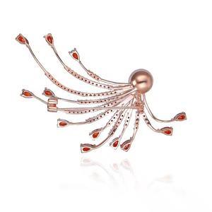 เข็มกลัดคริสตัลมุกดอกไม้หรูหราแฟชั่นใหม่สำหรับผู้หญิง เครื่องประดับเสื้อผ้าผ้าพันคอ งานปาร์ตี้ งานแต่งงาน - Product Image 3