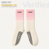 Chaussettes de yoga unisexes à rayures tricotées avec logo personnalisé, antidérapantes, respirantes, pour femmes, chaussettes de pilates pour femmes, fitness au printemps