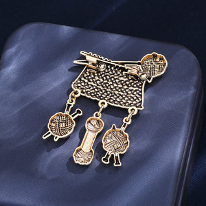 Broche Retro de Lana Tejida, Accesorio de Ropa, para Jeans, Traje con Cintura Ajustada, Insignia Metálica Decorativa - Product Image 4