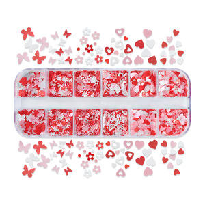 Lentejuelas de Uñas con Forma de Corazón Rojo y Rosa al por Mayor para Decoración de Uñas, 12 Rejillas/Caja, Calcomanías de Uñas Coloridas Mixtas para el Día de San Valentín - Product Image 5
