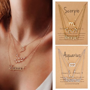 Conjunto de joyería a la moda para adultos, collar de astrología inglesa antigua con signo de estrella del zodiaco 12, Horóscopo hipoalergénico - Product Image 4