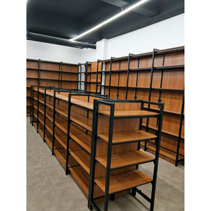 Negozio moderno scaffalatura Gondola scaffale supermercato doppia faccia scaffali in legno per negozio al dettaglio - Product Image 1