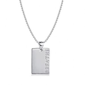 Collier Dylam en argent sterling 925, style rétro chic, pendentif rectangulaire minimaliste avec alphabet brillant, chaîne à perles - Product Image 1