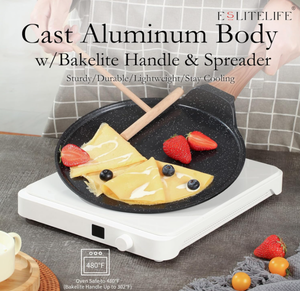 Poêle à oeufs en fonte d'aluminium Tawa Pizza Poêle à crêpes antiadhésive en granit Manche en bois de bakélite - Product Image 2