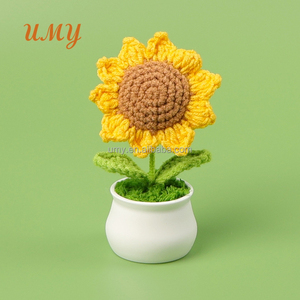 Flores de Ganchillo de <span class=keywords><strong>Lana</strong></span> Piante, Listas para Usar, Venta al por Mayor, Navidad, Graduación, Año Nuevo Chino, con Flores y Hojas - Product Image 6