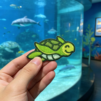 Parches Bordados Termoadhesivos de Tortuga Marina Verde con Diseño de Animal de Dibujos Animados, Ecológicos y Personalizados, para Ropa, Bolsos, Sombreros y Zapatos, Venta al Por Mayor