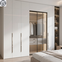 GAMSUNG Nouvelle Armoire de Chambre à Coucher en Acier Inoxydable Durable avec Éclairage LED, Design Moderne, Étanche, Meuble Écologique Pré-assemblé