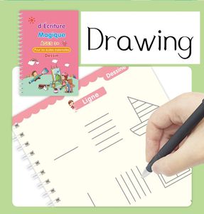 Niños educativos caligrafía francesa reutilizable dibujo escritura a mano letra del alfabeto libro de práctica mágica cuadernos mágicos con pluma - Product Image 5