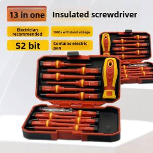 Jeu de <span class=keywords><strong>tournevis</strong></span> isolés de 13 pièces, comprenant des <span class=keywords><strong>tournevis</strong></span> cruciformes et plats, résistants aux hautes tensions, pour électriciens - Product Image 6