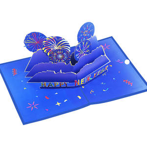 Tarjeta de Felicitación de Papel Rectangular Plegable con Diseño 3D de Fuegos Artificiales, Impresión UV y Barnizado UV, para Año Nuevo, Fiestas, Cumpleaños, Día de la Independencia - Product Image 4