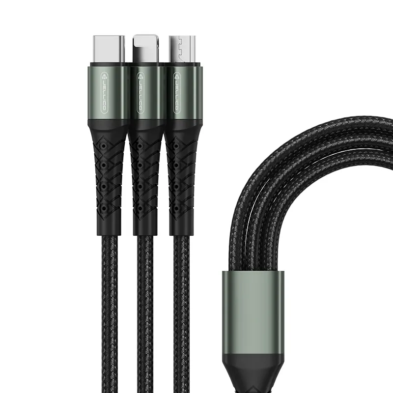 3 In 1 Fast Charging Cord For iPhone Huawei Micro USB Type C Charger Cable Multi Usb Port Multiple Usb Charging Cord