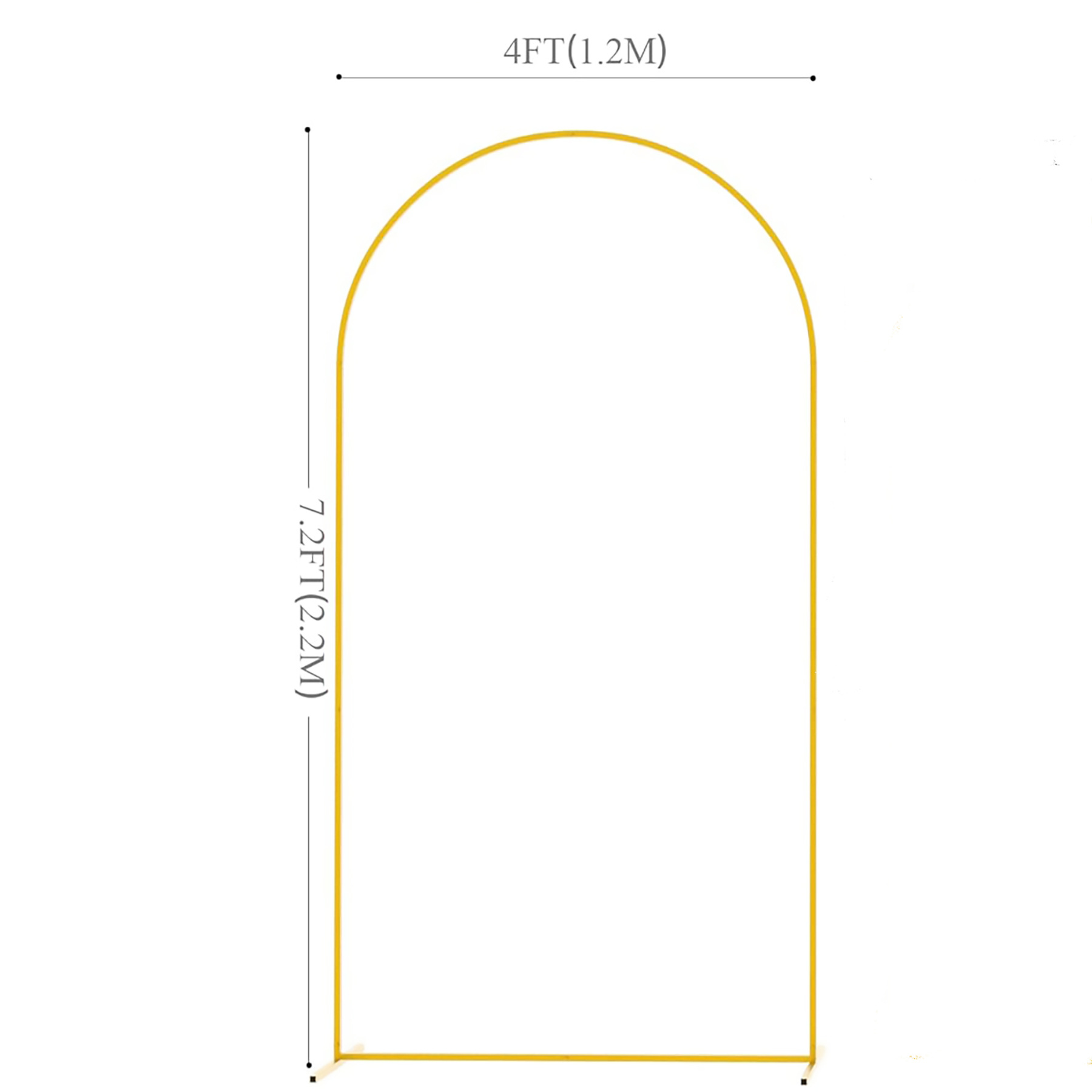 Style arche verticale 1,2*2,2 7,2 pieds Or