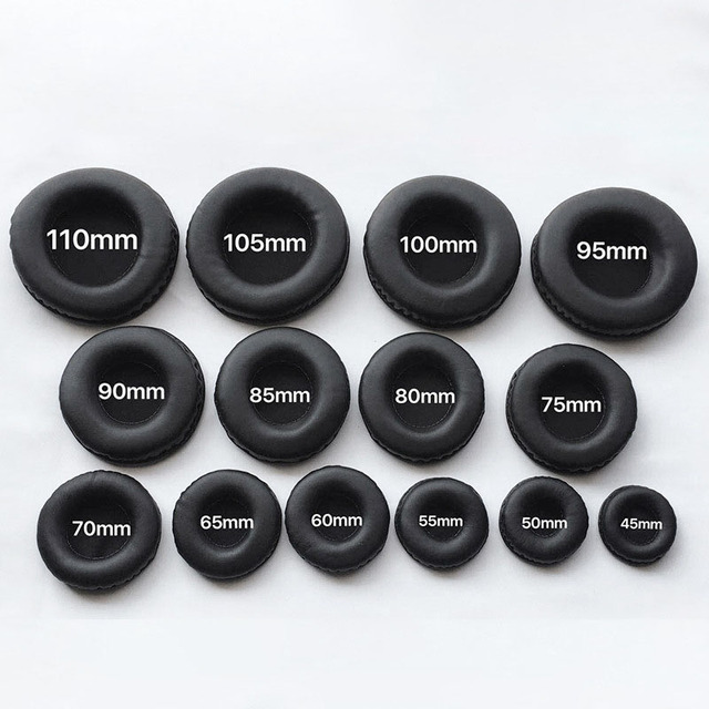 Ear Pads Black Roand Protein Leather 45mm 55mm 65mm 75mm 85mm 95mm 105mm Cushions Cover Headphones Headset Earpads