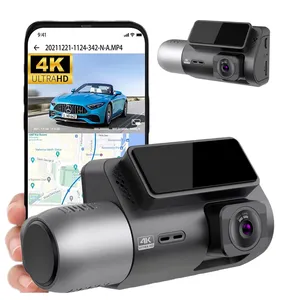 Máy Ghi Hình 3 Ống Kính Nhìn Đêm Hai Kênh Máy Ảnh IPS LCD HD 2160P Camera Hành Trình Gps Wifi Cho Xe Hơi Máy Quay Video Camera Hành Trình Kép 4K