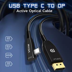 <span class=keywords><strong>C</strong></span>âble <span class=keywords><strong>USB</strong></span> <span class=keywords><strong>C</strong></span> <span class=keywords><strong>vers</strong></span> <span class=keywords><strong>DisplayPort</strong></span> VCOM à angle droit 5m 10m 20m Fibre optique 4K <span class=keywords><strong>144Hz</strong></span> DP 1.4V Convertisseur pour ordinateur portable Moniteur - Product Image 2