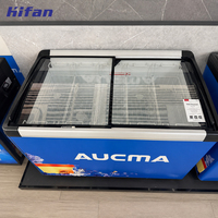 Congélateur vertical personnalisé avec affichage CE ETL -10-30 ℃   Congélateur à glaces avec porte coulissante en verre pour supermarché