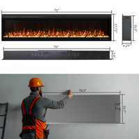 Cheminée électrique murale linéaire Luxstar de 72 pouces avec flamme multicolore, télécommande, contrôle par application, protection contre la surchauffe, pour la maison et l'hôtel
