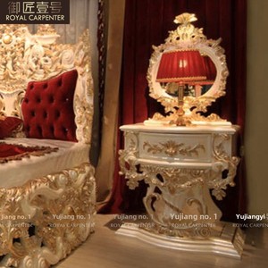 Lit double en bois massif de luxe de style <span class=keywords><strong>palais</strong></span> européen, lit king-size sculpté en or français pour la maison, meubles pour chambre principale - Product Image 4