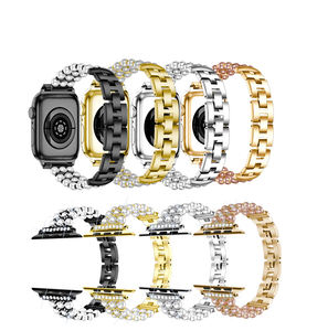 Bande métallique en acier inoxydable perle diamant Bling pour IWatch 8 <span class=keywords><strong>7</strong></span> 6 5 4 3 Se femmes bande de remplacement pour <span class=keywords><strong>Apple</strong></span> <span class=keywords><strong>Watch</strong></span> 41mm <span class=keywords><strong>45m</strong></span> 44mm - Product Image 3