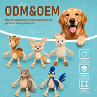 Jouet pour chien en peluche personnalisé, couineur et à effet froissé, avec membres en corde, jouet à mâcher et à tirer pour animaux de compagnie, pour programmes de vente en gros de marques, directement de l'usine