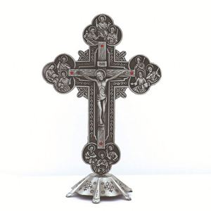 Croix religieuse orthodoxe décorative en alliage avec logo personnalisé, icône de Jésus en métal, crucifix sur pied, cadeau religieux - Product Image 1