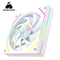 Ventilador para Caja de PC AntarcChill Blanco de 120 mm, Alto Flujo de Aire, Silencioso, con PWM, Rodamiento Fluido, RGB/ARGB LED, Refrigeración para Chasis de Computadora