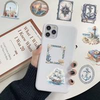 50 pegatinas transparentes impermeables de estilo marítimo retro de dibujos animados para decoración DIY de fundas de teléfono, cuadernos, vasos y equipaje