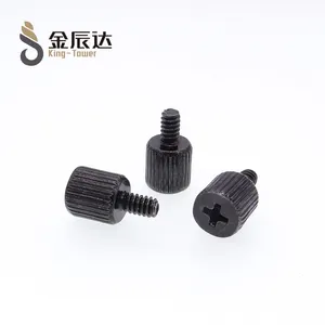 Proveedor moleteado plástico negro Acero inoxidable m3 M4 M5 cabeza plana moleteado tornillo de máquina pulgar